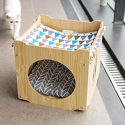 Hundebox aus Holz, Katzenhaus für den Innenbereich, multifunktionale Katzenwohnung für den Innenbereich, einfache Montage für Hunde und Katzen (C2) von WYRMB
