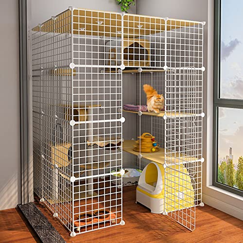 Katzenkäfig – Haustier-Laufstall, Katzenlaufstall, tragbarer Gartenzaun aus Metalldraht, Kleintierkäfig für den Innen- und Außenbereich mit Katzenkäfig-Zubehör, weiß, 147 x 75 x 109 cm (weiß 111 x 111 Katzenkäfig – Haustier-Laufstall, Katzenlaufstall, tragbarer Gartenzaun aus Metalldraht, Kleintierkäfig für den Innen- und Außenbereich mit Katzenkäfig-Zubehör, weiß, 147 x 75 x 109 cm (weiß 111 x 111 von WYRMB