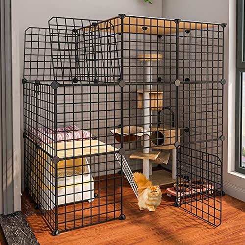 Katzenkäfig – Katzenlaufstall, DIY-Laufstall für Haustiere, Metallgehege, Netz, Übungshof, Zaun, Käfig, Kleiner Käfig mit Tür (C3) von WYRMB