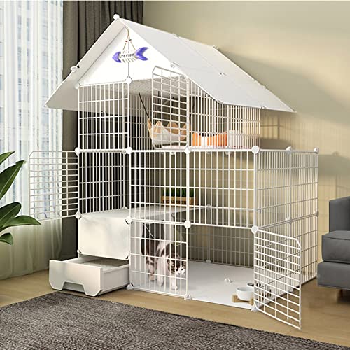 Katzenkäfig – Katzenlaufstall, Frettchenkäfig mit Tür und geschlossener Katzentoilette, selbstgemachter Laufstall für Haustiere, Katzenkäfig, Käfig, Zwinger, faltbarer Zaun, Hofbarriere für kleine Hau Katzenkäfig – Katzenlaufstall, Frettchenkäfig mit Tür und geschlossener Katzentoilette, selbstgemachter Laufstall für Haustiere, Katzenkäfig, Käfig, Zwinger, faltbarer Zaun, Hofbarriere für kleine Hau von WYRMB