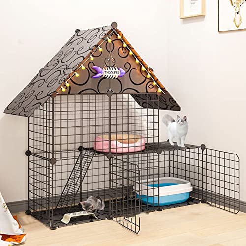 Katzenlaufstall, Katzenhütten für Hauskatzen, Kleiner Käfig, Katzenkäfig, Katzengehege für den Innenbereich, DIY-Katzenlaufstall mit schwarzen Harzplatten Katzenlaufstall, Katzenhütten für Hauskatzen, Kleiner Käfig, Katzenkäfig, Katzengehege für den Innenbereich, DIY-Katzenlaufstall mit schwarzen Harzplatten von WYRMB