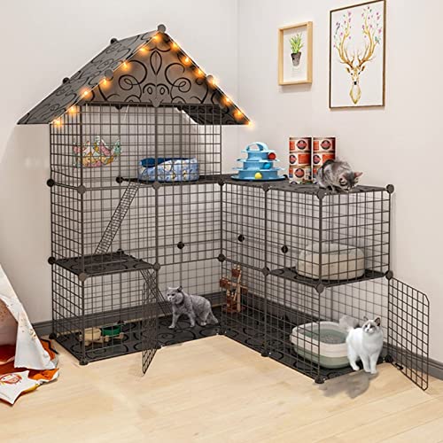 Katzenlaufstall, Katzenhütten für Hauskatzen, Kleiner Käfig, Katzenkäfig, Katzengehege für den Innenbereich, DIY-Katzenlaufstall mit schwarzen Harzplatten Katzenlaufstall, Katzenhütten für Hauskatzen, Kleiner Käfig, Katzenkäfig, Katzengehege für den Innenbereich, DIY-Katzenlaufstall mit schwarzen Harzplatten von WYRMB