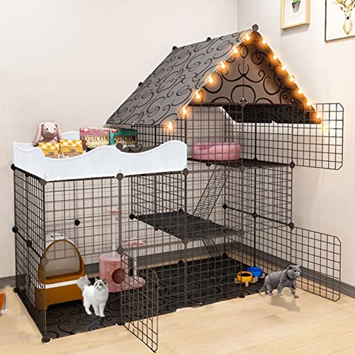 Katzenlaufstall, Katzenhütten für Hauskatzen, Kleiner Käfig, Katzenkäfig, Katzengehege für den Innenbereich, DIY-Katzenlaufstall mit schwarzen Harzplatten Katzenlaufstall, Katzenhütten für Hauskatzen, Kleiner Käfig, Katzenkäfig, Katzengehege für den Innenbereich, DIY-Katzenlaufstall mit schwarzen Harzplatten von WYRMB
