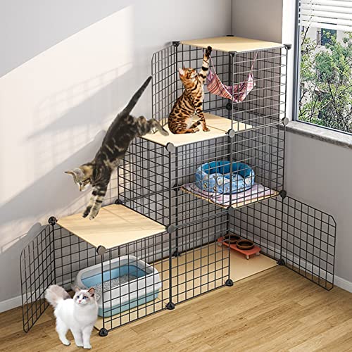 Katzenlaufstall – Frettchenkäfig, Katzengehege, Metalldrahtgitter, Aufbewahrung, Lagerkästen, Regale, modulares Bücherregal, Schrank, ideal für Zuhause, Wohnzimmer, Büro (C1111 x 39 x 109 cm) von WYRMB