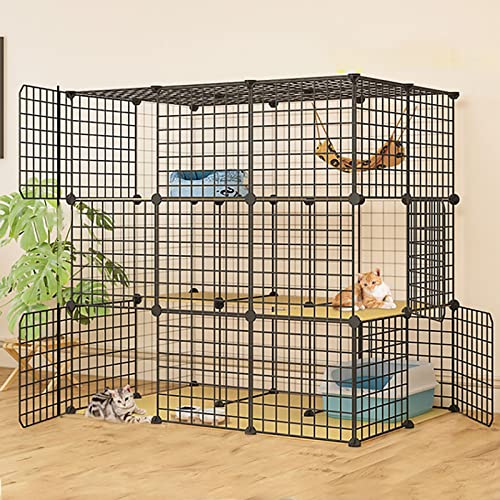 Katzenlaufstall – Frettchenkäfig für den Innenbereich, DIY-Katzenlaufstall, abnehmbare Katzenkiste, ideal für 1–4 Katzen (111 x 75 x 109 °C) von WYRMB