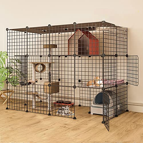 Katzenlaufstall – Frettchenkäfig für den Innenbereich, DIY-Katzenlaufstall, abnehmbare Katzenkiste, ideal für 1–4 Katzen (147 x 75 x 109 cm) von WYRMB