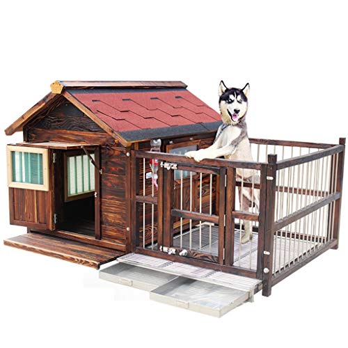 Kennels Hundehütte für den Außenbereich, Holz, groß, wasserdicht, waschbar, für den Innenbereich, für Katzen, Meerschweinchen, Welpen, Mückenschutz, leicht zu reinigen, Geschenk (braun, 132 x 104 x 88 von WYRMB