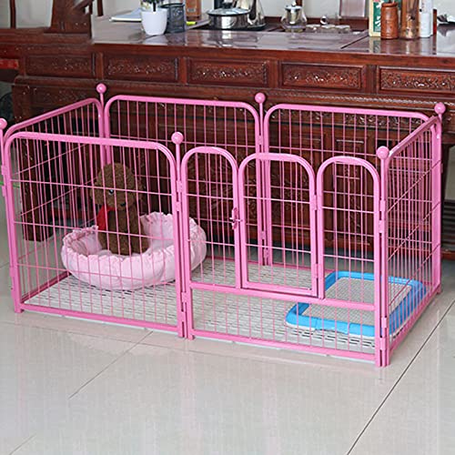 Laufstall für Hunde, Hundelaufstall für kleine Hunde, Faltbarer Welpen-Hundestall, Huntch-Katzenzaun, 6 Felder – höchste 100 cm (Rosa 120 x 60 x 60, geeignet für 13 kg) von WYRMB