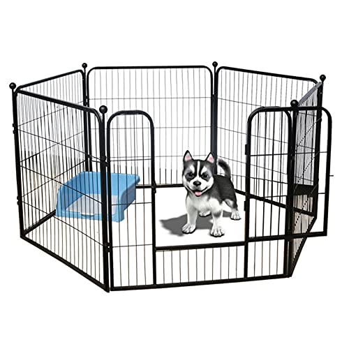 Laufstall für Hunde, Hundelaufstall für kleine Hunde, Faltbarer Welpen-Hundestall, Huntch-Katzenzaun, 6 Felder – höchste 100 cm (schwarz 120 x 60 x 60, geeignet für 13 kg) von WYRMB