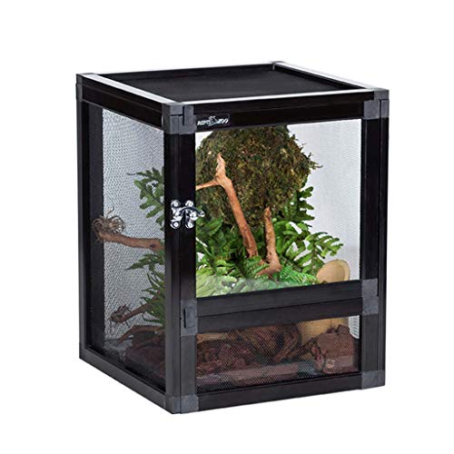Reptilien-Terrarien, schwarzes Testudo, Käfer-Aquarium, Lüftungsfenster, Haustierhaus, Reptilienhorn, Frosch-Futterbox (schwarz, 25 x 25 x 32 cm) von WYRMB