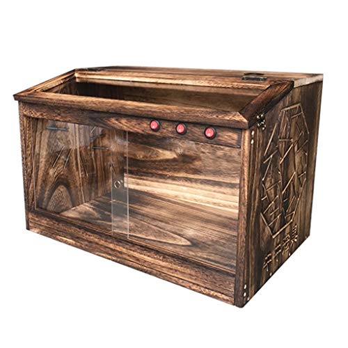 Terrarien Vivarium-Box aus Holz für Reptilien, Amphibienkäfig, Eidechse, Schildkröte, Schlange, Tankbox, Glasbox, Katzen- und Hundehaus (braun, 50 x 30 x 30 cm) von WYRMB