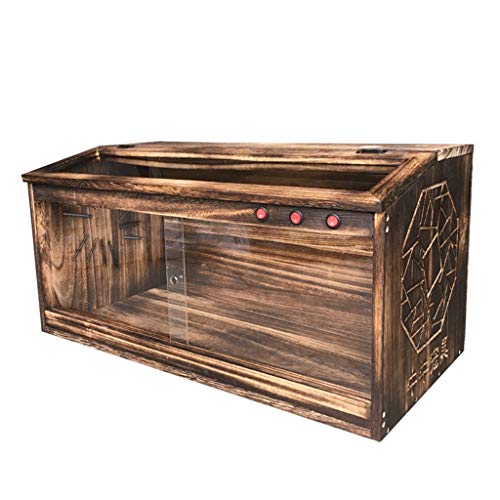 Terrarien Vivarium-Box aus Holz für Reptilien, Amphibienkäfig, Eidechse, Schildkröte, Schlange, Tankbox, Glasbox, Katzen- und Hundehaus (braun, 60 x 40 x 40 cm) von WYRMB