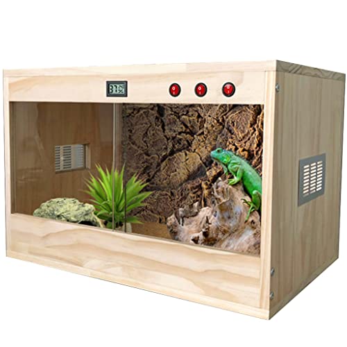 Terrarium aus Holz für Reptilien, 59,9 x 39,9 cm, Vivarium, Box, Eidechse, Chamäleon, Gecko, Klettern, Haustier-Terrarium, Amphibienkäfig, Haustierhaus (braun, 60 x 40 x 40 cm) von WYRMB