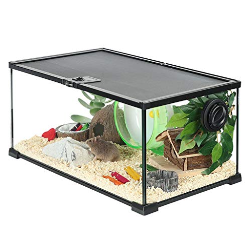 Vivarium Box Haushalt Reptilien Lebensraum Schlange Eidechse Schildkröte Käfig Transport Box Home Pet Shop Box Katze Hund Haustier Haus (Schwarz 50 * 30 * 25cm) von WYRMB