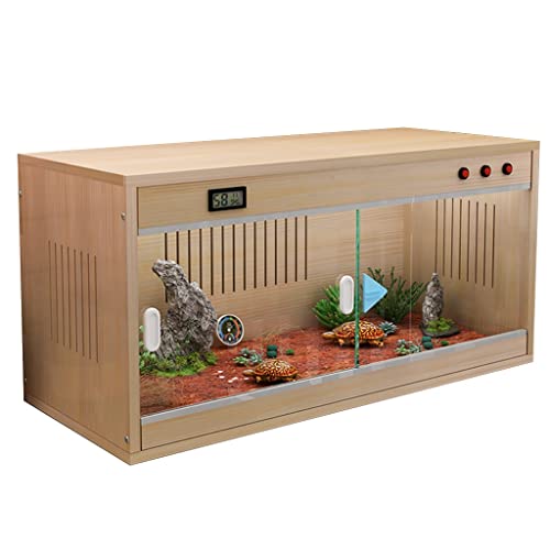 Vivarium Box Reptilien-Amphibienkäfig, große hölzerne Haustier-Futterbox, Haustierhaus, Reptilien-Terrarium-Inkubator mit Lüftungsschlitzen (braun, 100 x 40 x 42 cm) von WYRMB