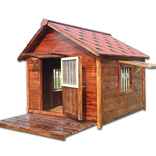 Zwinger für den Außenbereich, Hundehütte aus Holz, groß, wasserdicht, waschbar, für den Innenbereich, für Katzen, Meerschweinchen, Welpen, leicht zu reinigen, Geschenk-Hundehütten (braun, 110 x 80 x 8 von WYRMB