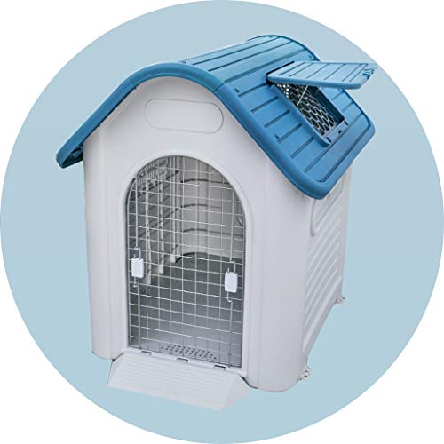 Zwinger für den Außenbereich, wasserdicht, Hundehütte, warme Hundehütte, Hundehütte aus Kunststoff, große Hundevilla, Heimtierbedarf, Geschenke, Hundehütten (blau, groß) von WYRMB