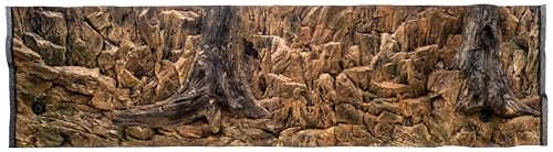WYSKONT Aquarium Rückwand 3D Korfu - Aquarium Hintergrund - Aquarium Zubehoer - Hintergrund - Aquarium Deko - 196x54 cm zweiteilig für Aquarium 200x60 cm - braune Farbe - Aquarium Groß von WYSKONT