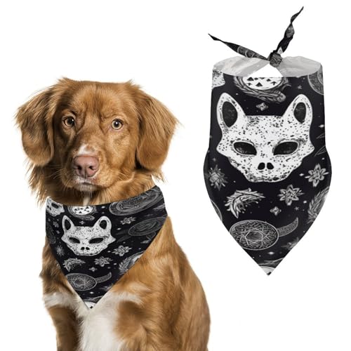Stylisches Haustier-Bandana für Katzen und Hunde, Totenkopf-Katze, Mond, Gothic-Druck, Dreieck-Schal, leicht und langlebig, perfekt für den täglichen Gebrauch oder besondere Anlässe Stylisches Haustier-Bandana für Katzen und Hunde, Totenkopf-Katze, Mond, Gothic-Druck, Dreieck-Schal, leicht und langlebig, perfekt für den täglichen Gebrauch oder besondere Anlässe von WYUSPGK