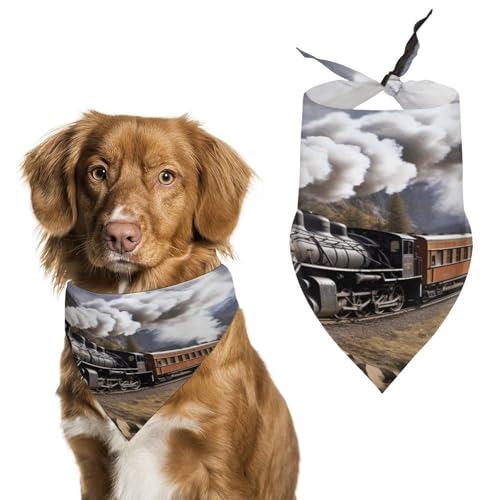 Stylisches Haustier-Halstuch für Katzen und Hunde, Dreieckstuch mit Dampflokomotiven-Druck, leicht und langlebig, perfekt für den täglichen Gebrauch oder besondere Anlässe Stylisches Haustier-Halstuch für Katzen und Hunde, Dreieckstuch mit Dampflokomotiven-Druck, leicht und langlebig, perfekt für den täglichen Gebrauch oder besondere Anlässe von WYUSPGK