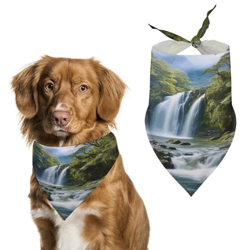Stylisches Haustier-Halstuch für Katzen und Hunde, Dreieckstuch mit Wasserfall-Landschaftsmalerei, leicht und langlebig, perfekt für den täglichen Gebrauch oder besondere Anlässe Stylisches Haustier-Halstuch für Katzen und Hunde, Dreieckstuch mit Wasserfall-Landschaftsmalerei, leicht und langlebig, perfekt für den täglichen Gebrauch oder besondere Anlässe von WYUSPGK