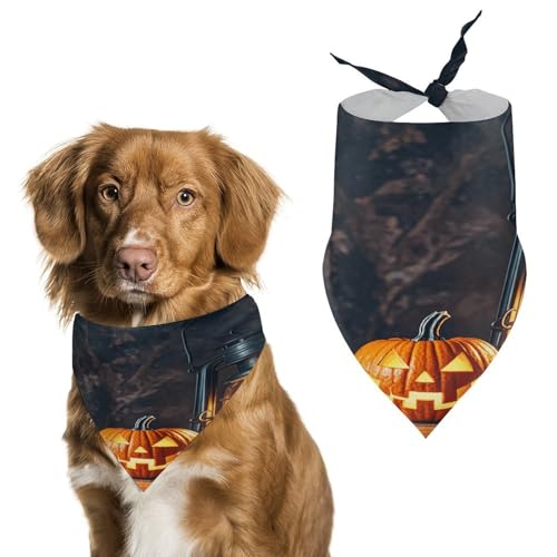 Stylisches Haustier-Halstuch für Katzen und Hunde, ein Jack-o'-Laterne mit einem Smiley-Gesicht, Dreieckstuch, leicht und langlebig, perfekt für den täglichen Gebrauch oder besondere Anlässe von WYUSPGK