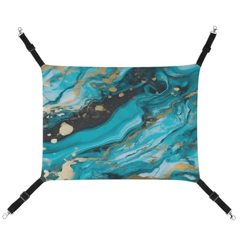 WYUSPGK Cozy Haustier-Hängematte, Türkis-Blau-Gold-Marmor-Druck, atmungsaktiv, Haustier-Hängematte, platzsparendes Canvas-Bett für Katzen und kleine Hunde, verstellbar, tragbar und leicht zu reinigen WYUSPGK Cozy Haustier-Hängematte, Türkis-Blau-Gold-Marmor-Druck, atmungsaktiv, Haustier-Hängematte, platzsparendes Canvas-Bett für Katzen und kleine Hunde, verstellbar, tragbar und leicht zu reinigen von WYUSPGK