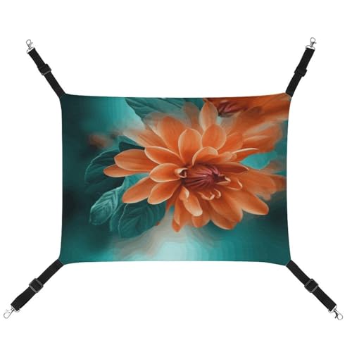 WYUSPGK Cozy Haustier-Hängematte, blaugrün und orangefarbener Blumendruck, atmungsaktiv, platzsparendes Canvas-Bett für Katzen und kleine Hunde, verstellbar, tragbar und leicht zu reinigen WYUSPGK Cozy Haustier-Hängematte, blaugrün und orangefarbener Blumendruck, atmungsaktiv, platzsparendes Canvas-Bett für Katzen und kleine Hunde, verstellbar, tragbar und leicht zu reinigen von WYUSPGK