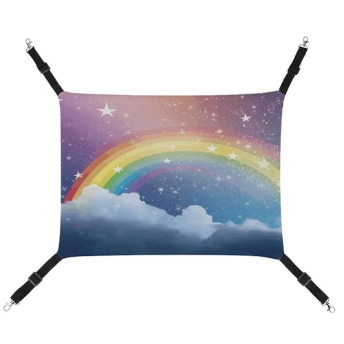 WYUSPGK Cozy Pet Hammock, Star in Rainbow Print Breathable Pet Hammock Space Saving Canvas Bed for Cats and Small Dogs, Adjustable, Portable and Easy to Clean WYUSPGK Cozy Pet Hammock, Star in Rainbow Print Breathable Pet Hammock Space Saving Canvas Bed for Cats and Small Dogs, Adjustable, Portable and Easy to Clean von WYUSPGK