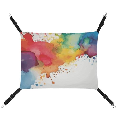 WYUSPGK Gemütliche Haustier-Hängematte, Flecken von Aquarellfarbspritzern, atmungsaktiv, platzsparendes Leinenbett für Katzen und kleine Hunde, verstellbar, tragbar und leicht zu reinigen WYUSPGK Gemütliche Haustier-Hängematte, Flecken von Aquarellfarbspritzern, atmungsaktiv, platzsparendes Leinenbett für Katzen und kleine Hunde, verstellbar, tragbar und leicht zu reinigen von WYUSPGK