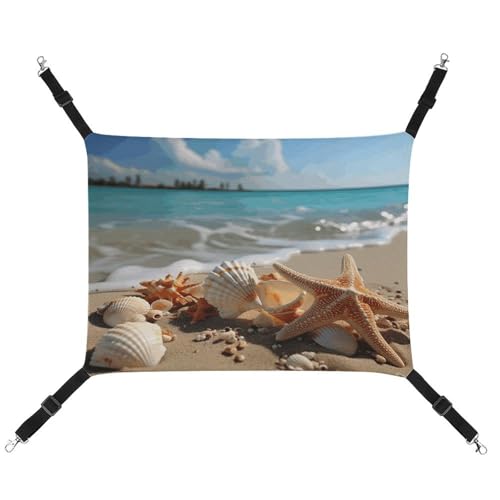 WYUSPGK Gemütliche Haustier-Hängematte, Muscheln, Seestern am Strand, bedruckt, atmungsaktiv, platzsparendes Canvas-Bett für Katzen und kleine Hunde, verstellbar, tragbar und leicht zu reinigen WYUSPGK Gemütliche Haustier-Hängematte, Muscheln, Seestern am Strand, bedruckt, atmungsaktiv, platzsparendes Canvas-Bett für Katzen und kleine Hunde, verstellbar, tragbar und leicht zu reinigen von WYUSPGK