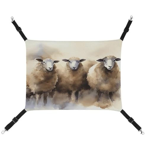 WYUSPGK Gemütliche Haustier-Hängematte, Schafe, Aquarelldruck, atmungsaktiv, platzsparendes Leinenbett für Katzen und kleine Hunde, verstellbar, tragbar und leicht zu reinigen WYUSPGK Gemütliche Haustier-Hängematte, Schafe, Aquarelldruck, atmungsaktiv, platzsparendes Leinenbett für Katzen und kleine Hunde, verstellbar, tragbar und leicht zu reinigen von WYUSPGK