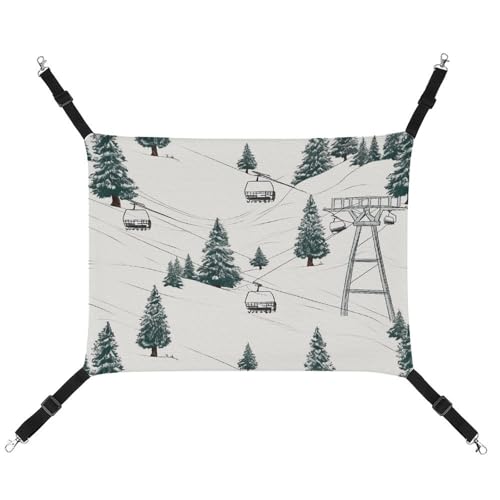 WYUSPGK Gemütliche Haustier-Hängematte, Skilift mit Tannenbaum-Druck, atmungsaktiv, Haustier-Hängematte, platzsparendes Canvas-Bett für Katzen und kleine Hunde, verstellbar, tragbar und leicht zu WYUSPGK Gemütliche Haustier-Hängematte, Skilift mit Tannenbaum-Druck, atmungsaktiv, Haustier-Hängematte, platzsparendes Canvas-Bett für Katzen und kleine Hunde, verstellbar, tragbar und leicht zu von WYUSPGK