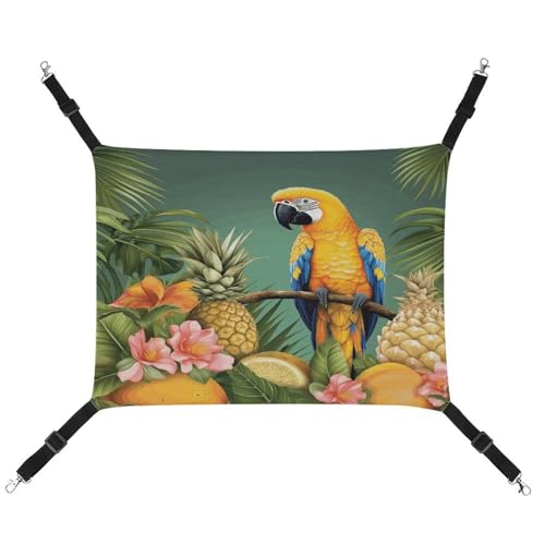 WYUSPGK Gemütliche Haustier-Hängematte, Sommer-Papageien-Ananas-Vogel-Druck, atmungsaktiv, Haustier-Hängematte, platzsparendes Canvas-Bett für Katzen und kleine Hunde, verstellbar, tragbar und leicht WYUSPGK Gemütliche Haustier-Hängematte, Sommer-Papageien-Ananas-Vogel-Druck, atmungsaktiv, Haustier-Hängematte, platzsparendes Canvas-Bett für Katzen und kleine Hunde, verstellbar, tragbar und leicht von WYUSPGK