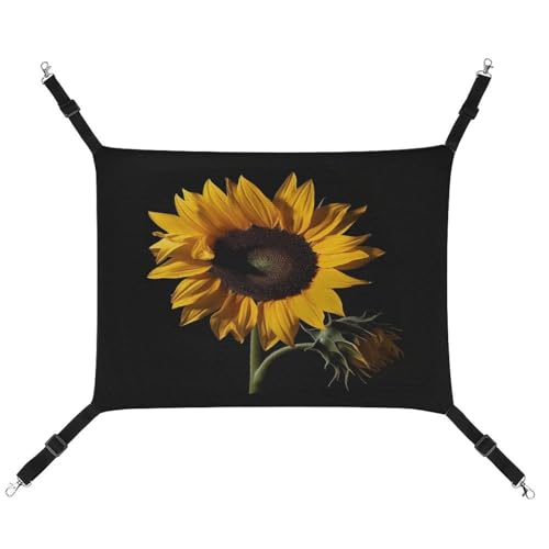 WYUSPGK Gemütliche Haustier-Hängematte, Sonnenblumen-schwarzer Hintergrund, atmungsaktiv, platzsparendes Canvas-Bett für Katzen und kleine Hunde, verstellbar, tragbar und leicht zu reinigen WYUSPGK Gemütliche Haustier-Hängematte, Sonnenblumen-schwarzer Hintergrund, atmungsaktiv, platzsparendes Canvas-Bett für Katzen und kleine Hunde, verstellbar, tragbar und leicht zu reinigen von WYUSPGK