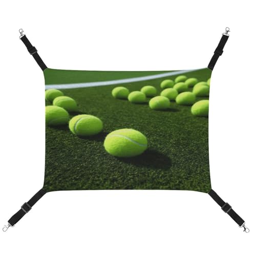 WYUSPGK Gemütliche Haustier-Hängematte, Tennisbälle auf Tennis-Grasplatz-Druck, atmungsaktiv, platzsparendes Canvas-Bett für Katzen und kleine Hunde, verstellbar, tragbar und leicht zu reinigen WYUSPGK Gemütliche Haustier-Hängematte, Tennisbälle auf Tennis-Grasplatz-Druck, atmungsaktiv, platzsparendes Canvas-Bett für Katzen und kleine Hunde, verstellbar, tragbar und leicht zu reinigen von WYUSPGK