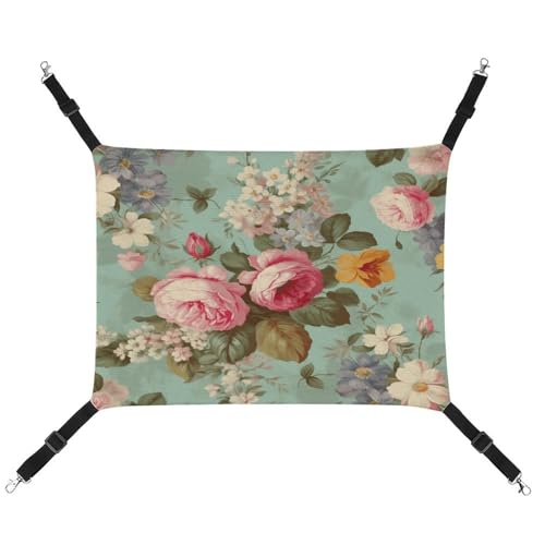 WYUSPGK Gemütliche Haustier-Hängematte, Vintage-Blumendruck, atmungsaktiv, Haustier-Hängematte, platzsparendes Canvas-Bett für Katzen und kleine Hunde, verstellbar, tragbar und leicht zu reinigen WYUSPGK Gemütliche Haustier-Hängematte, Vintage-Blumendruck, atmungsaktiv, Haustier-Hängematte, platzsparendes Canvas-Bett für Katzen und kleine Hunde, verstellbar, tragbar und leicht zu reinigen von WYUSPGK