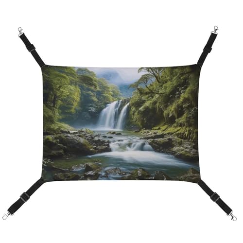 WYUSPGK Gemütliche Haustier-Hängematte, Wasserfall-Landschaftsmalerei, Druck, atmungsaktiv, platzsparendes Canvas-Bett für Katzen und kleine Hunde, verstellbar, tragbar und leicht zu reinigen WYUSPGK Gemütliche Haustier-Hängematte, Wasserfall-Landschaftsmalerei, Druck, atmungsaktiv, platzsparendes Canvas-Bett für Katzen und kleine Hunde, verstellbar, tragbar und leicht zu reinigen von WYUSPGK
