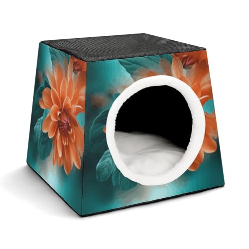 WYUSPGK Kapsel-Haustiernest, stilvolles und gemütliches Weltraumkapsel-Design für kleine Haustiere, Blaugrün und Orange, Blumendruck, stilvolles Haustiernest, gemütliches Haustiernest, tragbares WYUSPGK Kapsel-Haustiernest, stilvolles und gemütliches Weltraumkapsel-Design für kleine Haustiere, Blaugrün und Orange, Blumendruck, stilvolles Haustiernest, gemütliches Haustiernest, tragbares von WYUSPGK
