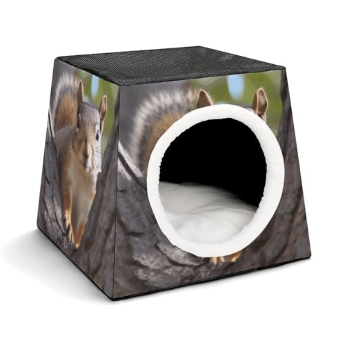 WYUSPGK Kapsel-Haustiernest, stilvolles und gemütliches Weltraumkapsel-Design für kleine Haustiere, Eichhörnchen im Baumdruck, stilvolles Haustiernest, gemütliches Haustiernest, tragbares Haustiernest von WYUSPGK