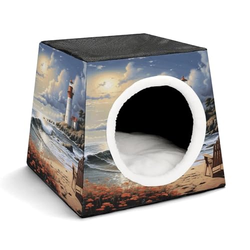 WYUSPGK Kapsel-Haustiernest, stilvolles und gemütliches Weltraumkapsel-Design für kleine Haustiere, Meeresleuchtturm, Sandstranddruck, stilvolles Haustiernest, gemütliches Haustiernest, tragbares WYUSPGK Kapsel-Haustiernest, stilvolles und gemütliches Weltraumkapsel-Design für kleine Haustiere, Meeresleuchtturm, Sandstranddruck, stilvolles Haustiernest, gemütliches Haustiernest, tragbares von WYUSPGK