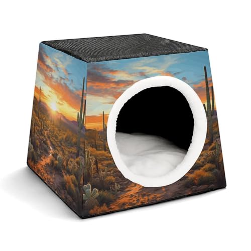 WYUSPGK Kapsel-Haustiernest, stilvolles und gemütliches Weltraumkapsel-Design für kleine Haustiere, Saguaros bei Sonnenuntergang Druck, stilvolles Haustiernest, gemütliches Haustiernest, tragbares von WYUSPGK