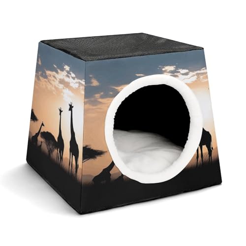 WYUSPGK Kapsel-Haustiernest, stilvolles und gemütliches Weltraumkapsel-Design für kleine Haustiere, Silhouette von Giraffen auf Grasdruck, stilvolles Haustiernest, gemütliches Haustiernest, tragbares WYUSPGK Kapsel-Haustiernest, stilvolles und gemütliches Weltraumkapsel-Design für kleine Haustiere, Silhouette von Giraffen auf Grasdruck, stilvolles Haustiernest, gemütliches Haustiernest, tragbares von WYUSPGK