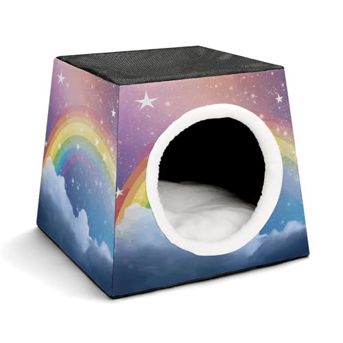 WYUSPGK Kapsel-Haustiernest, stilvolles und gemütliches Weltraumkapsel-Design für kleine Haustiere, Stern in Regenbogen-Druck, stilvolles Haustiernest, gemütliches Haustiernest, tragbares Haustiernest WYUSPGK Kapsel-Haustiernest, stilvolles und gemütliches Weltraumkapsel-Design für kleine Haustiere, Stern in Regenbogen-Druck, stilvolles Haustiernest, gemütliches Haustiernest, tragbares Haustiernest von WYUSPGK