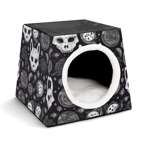 WYUSPGK Kapsel-Haustiernest, stilvolles und gemütliches Weltraumkapsel-Design für kleine Haustiere, Totenkopf, Katze, Mond, Gothic-Druck, stilvolles Haustiernest, gemütliches Haustiernest, tragbares WYUSPGK Kapsel-Haustiernest, stilvolles und gemütliches Weltraumkapsel-Design für kleine Haustiere, Totenkopf, Katze, Mond, Gothic-Druck, stilvolles Haustiernest, gemütliches Haustiernest, tragbares von WYUSPGK