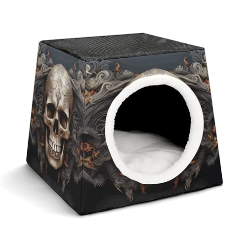 WYUSPGK Kapsel-Haustiernest, stilvolles und gemütliches Weltraumkapsel-Design für kleine Haustiere, Totenkopf-Druck, stilvolles Haustiernest, gemütliches Haustiernest, tragbares Haustiernest von WYUSPGK