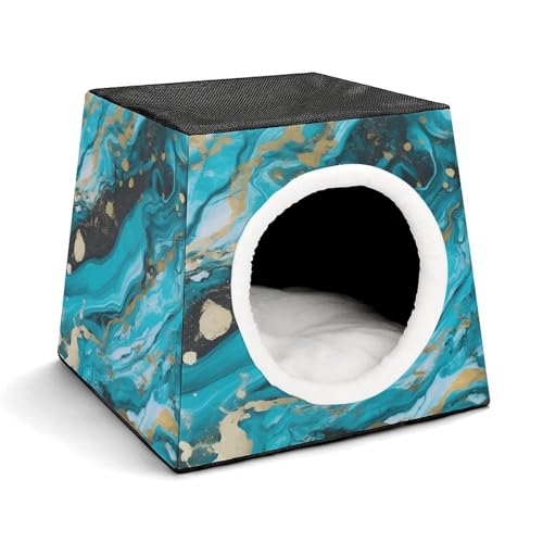 WYUSPGK Kapsel-Haustiernest, stilvolles und gemütliches Weltraumkapsel-Design für kleine Haustiere, Türkisblau, Gold, Marmordruck, stilvolles Haustiernest, gemütliches Haustiernest, tragbares WYUSPGK Kapsel-Haustiernest, stilvolles und gemütliches Weltraumkapsel-Design für kleine Haustiere, Türkisblau, Gold, Marmordruck, stilvolles Haustiernest, gemütliches Haustiernest, tragbares von WYUSPGK