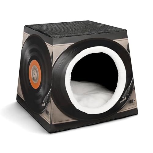 WYUSPGK Kapsel-Haustiernest, stilvolles und gemütliches Weltraumkapsel-Design für kleine Haustiere, Vintage-Vinyl-Schallplatten-Druck, stilvolles Haustiernest, gemütliches Haustiernest, tragbares WYUSPGK Kapsel-Haustiernest, stilvolles und gemütliches Weltraumkapsel-Design für kleine Haustiere, Vintage-Vinyl-Schallplatten-Druck, stilvolles Haustiernest, gemütliches Haustiernest, tragbares von WYUSPGK