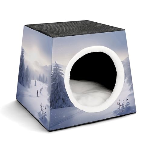 WYUSPGK Kapsel-Haustiernest, stilvolles und gemütliches Weltraumkapsel-Design für kleine Haustiere, Winter-Ski-Druck, stilvolles Haustiernest, gemütliches Haustiernest, tragbares Haustiernest WYUSPGK Kapsel-Haustiernest, stilvolles und gemütliches Weltraumkapsel-Design für kleine Haustiere, Winter-Ski-Druck, stilvolles Haustiernest, gemütliches Haustiernest, tragbares Haustiernest von WYUSPGK