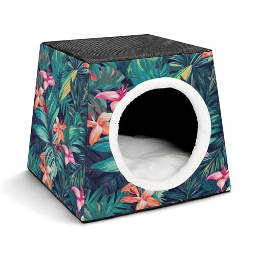 WYUSPGK Kapsel-Haustiernest, stilvolles und gemütliches Weltraumkapsel-Design für kleine Haustiere, tropischer Blumen-Blätter-Druck, stilvolles Haustiernest, gemütliches Haustiernest, tragbares WYUSPGK Kapsel-Haustiernest, stilvolles und gemütliches Weltraumkapsel-Design für kleine Haustiere, tropischer Blumen-Blätter-Druck, stilvolles Haustiernest, gemütliches Haustiernest, tragbares von WYUSPGK